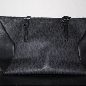 MICHAEL KORS Coraline LOGO Leather Large Tote Black